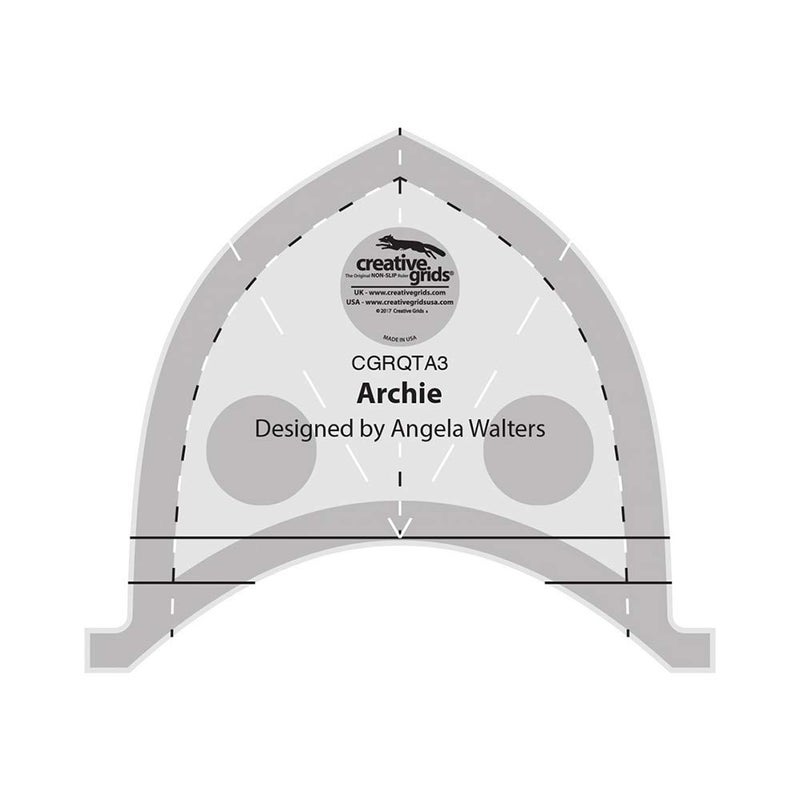 Creative Grids Machine Quilting Tool Archie - CGRQTA3 - Made in USA, Non-Slip Grip Acrylic Quilting & Sewing Template Ruler for Free-Motion Quilt Patchwork Design on Domestic Sewing & Longarm Machine - Image 1